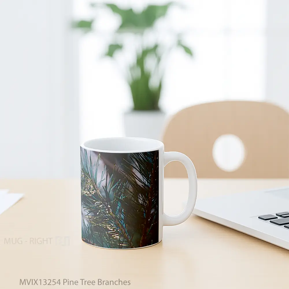 Mug Pine Tree Branches Gelas Pemandangan Alam - All-side / Desain