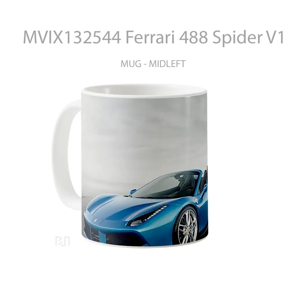 Mug Ferrari 488 Spider V1 Cangkir Mobil - All-side / Desain