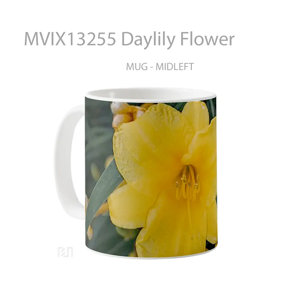 Mug Daylily Flower Gelas Pemandangan Alam - All-side / Desain
