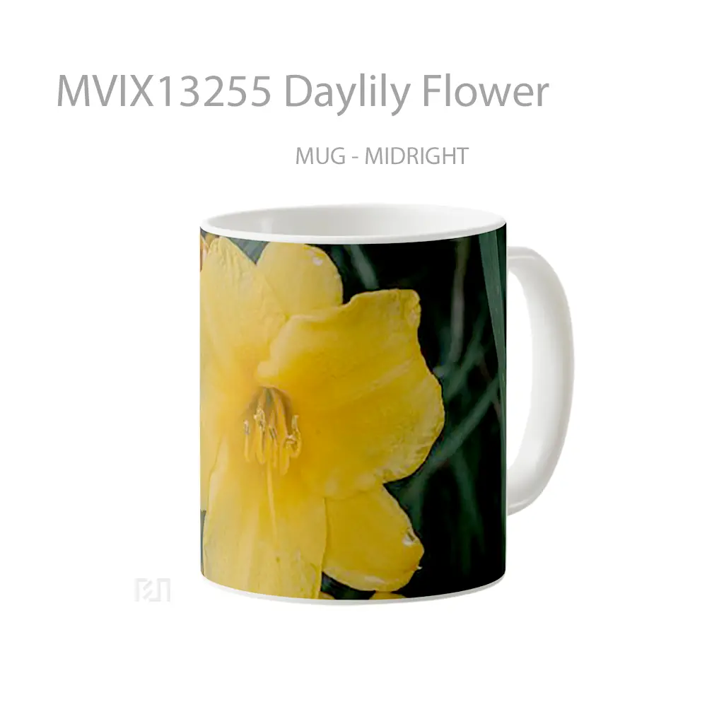 Mug Daylily Flower Gelas Pemandangan Alam - All-side / Desain