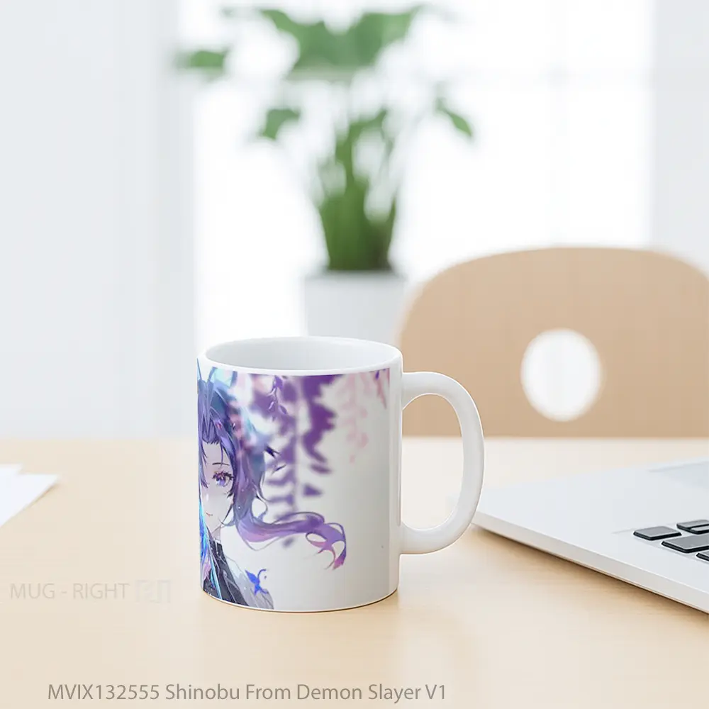 Mug Shinobu From Demon Slayer V1 Cangkir Anime - All-side / Desain