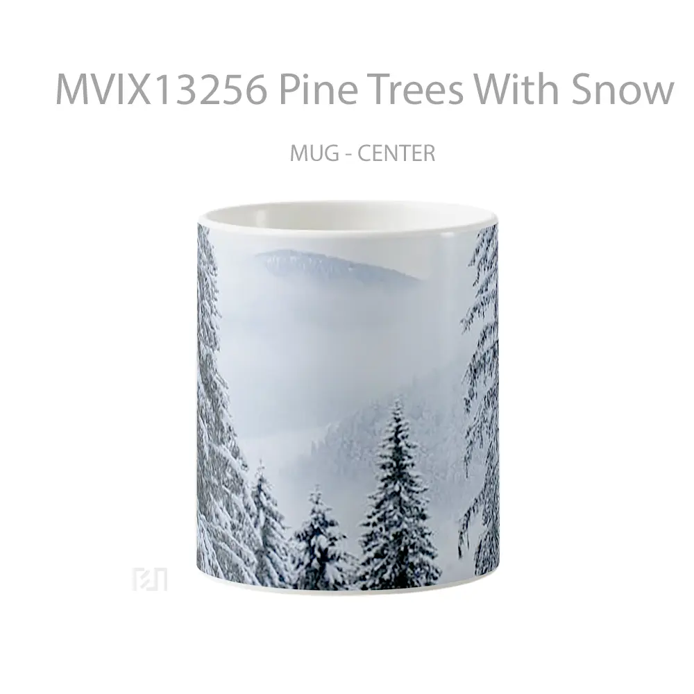 Mug Pine Trees With Snow Gelas Pemandangan Alam