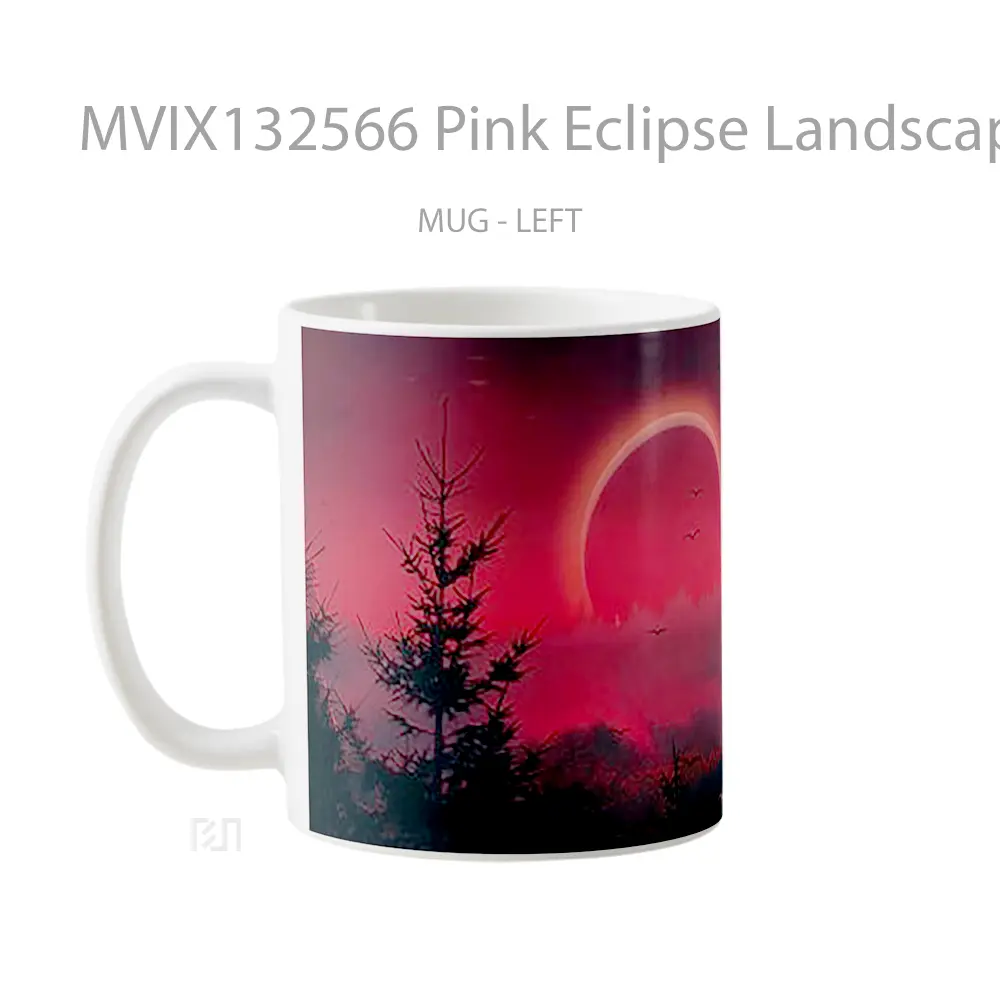 Mug Pink Eclipse Landscape Gelas Pemandangan Alam - All-side / Desain