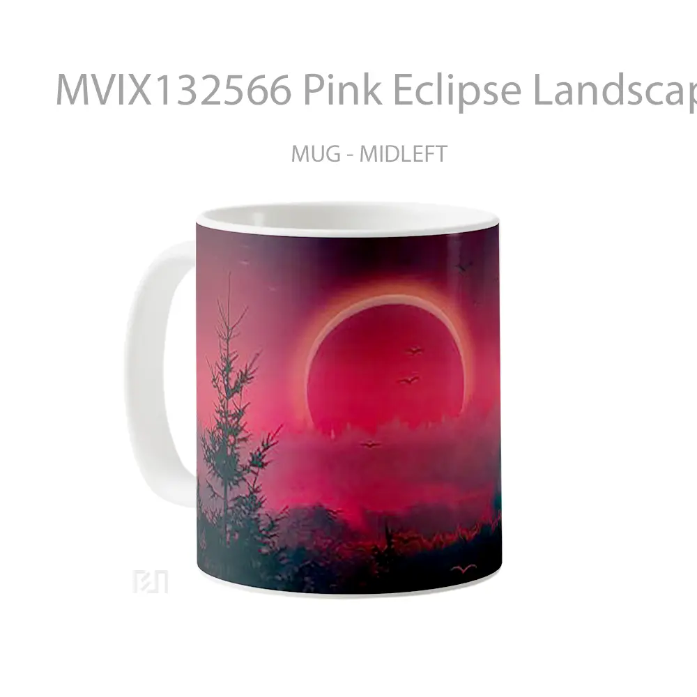 Mug Pink Eclipse Landscape Gelas Pemandangan Alam - All-side / Desain