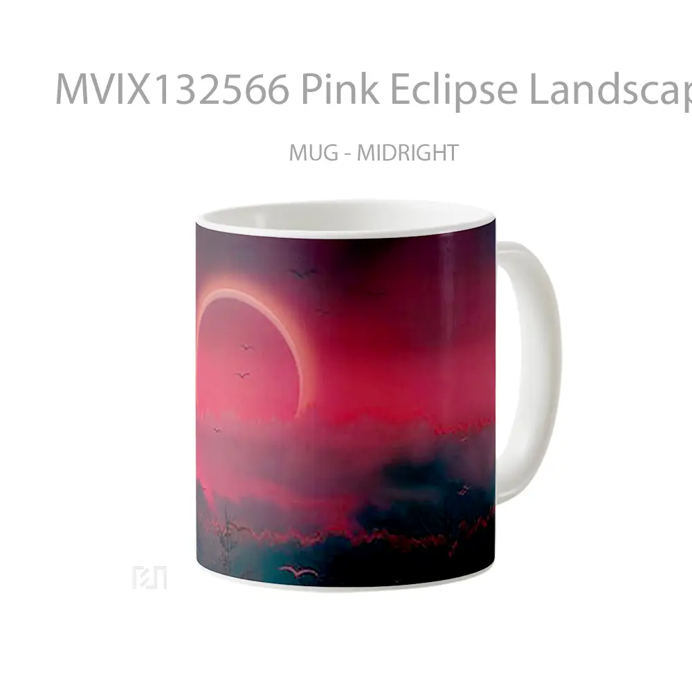 Mug Pink Eclipse Landscape Gelas Pemandangan Alam - All-side / Desain