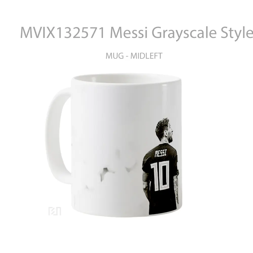 Mug Messi Grayscale Style Gelas Keramik Unik - All-side / Desain