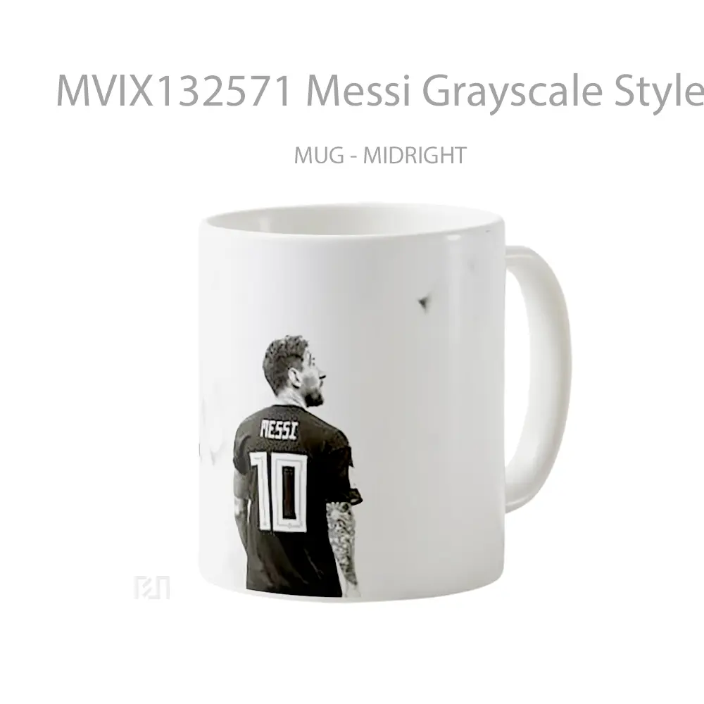 Mug Messi Grayscale Style Gelas Keramik Unik - All-side / Desain