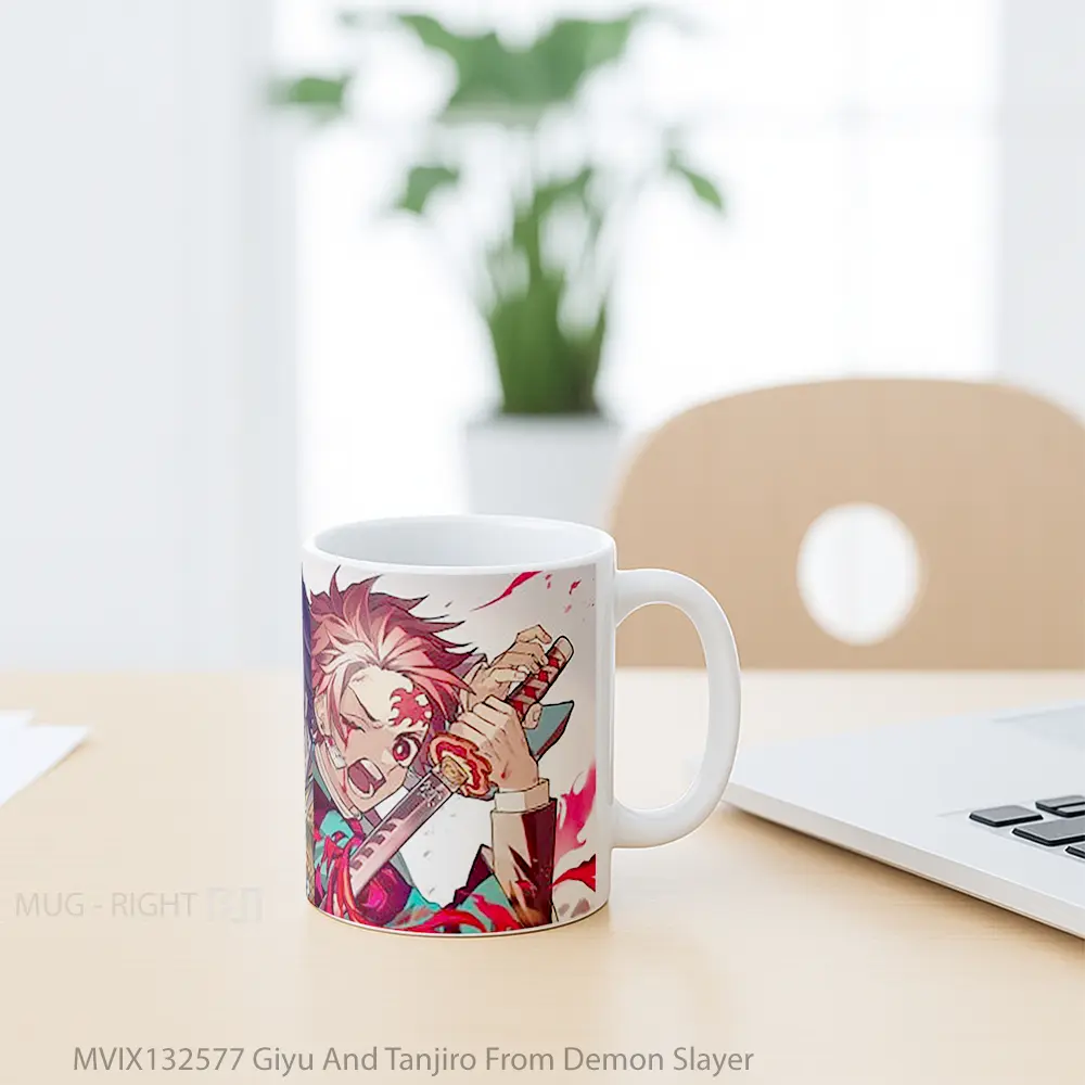 Mug Giyu And Tanjiro From Demon Slayer Cangkir Anime - All-side / Desain