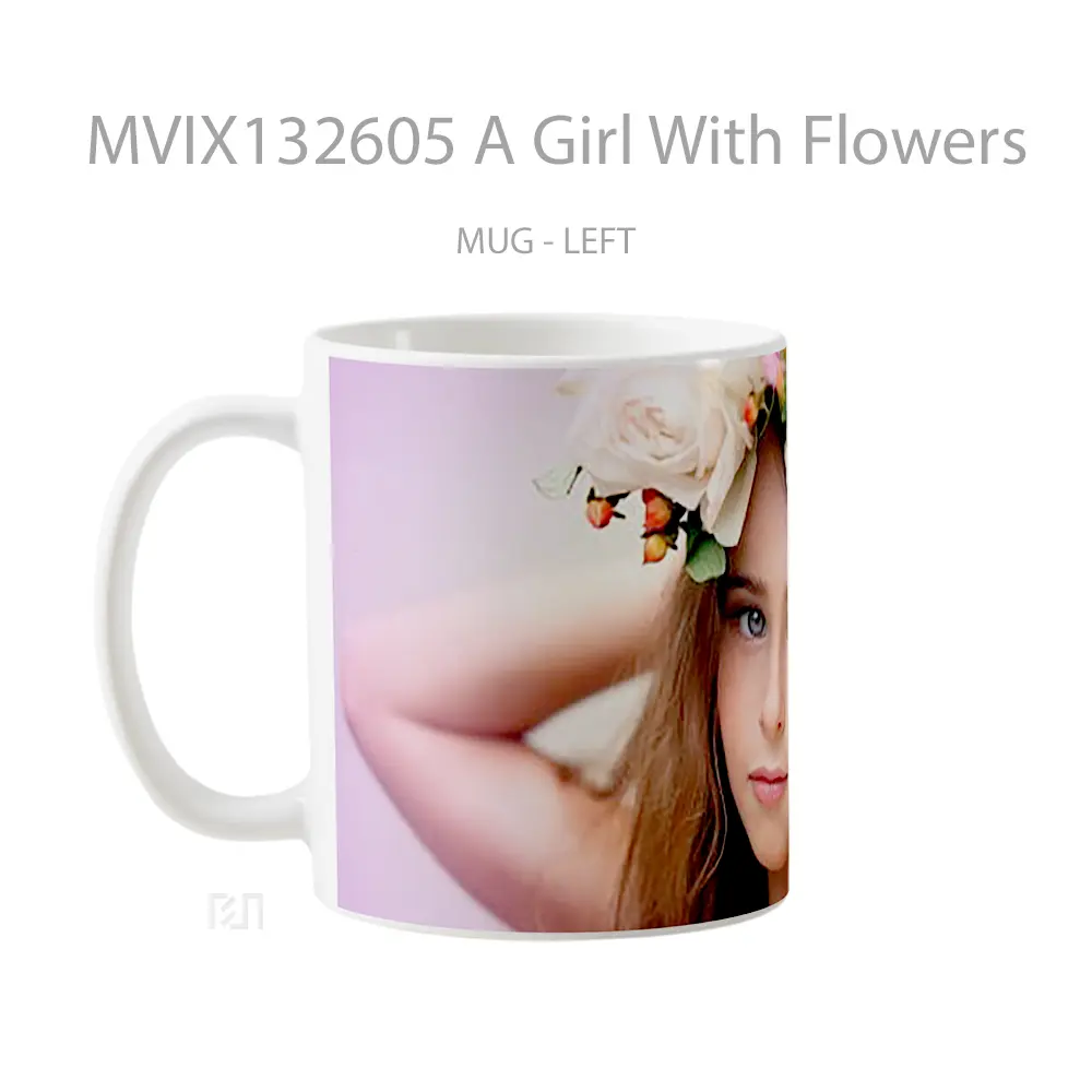 Mug A Girl With Flowers Gelas Pemandangan Alam - All-side / Desain