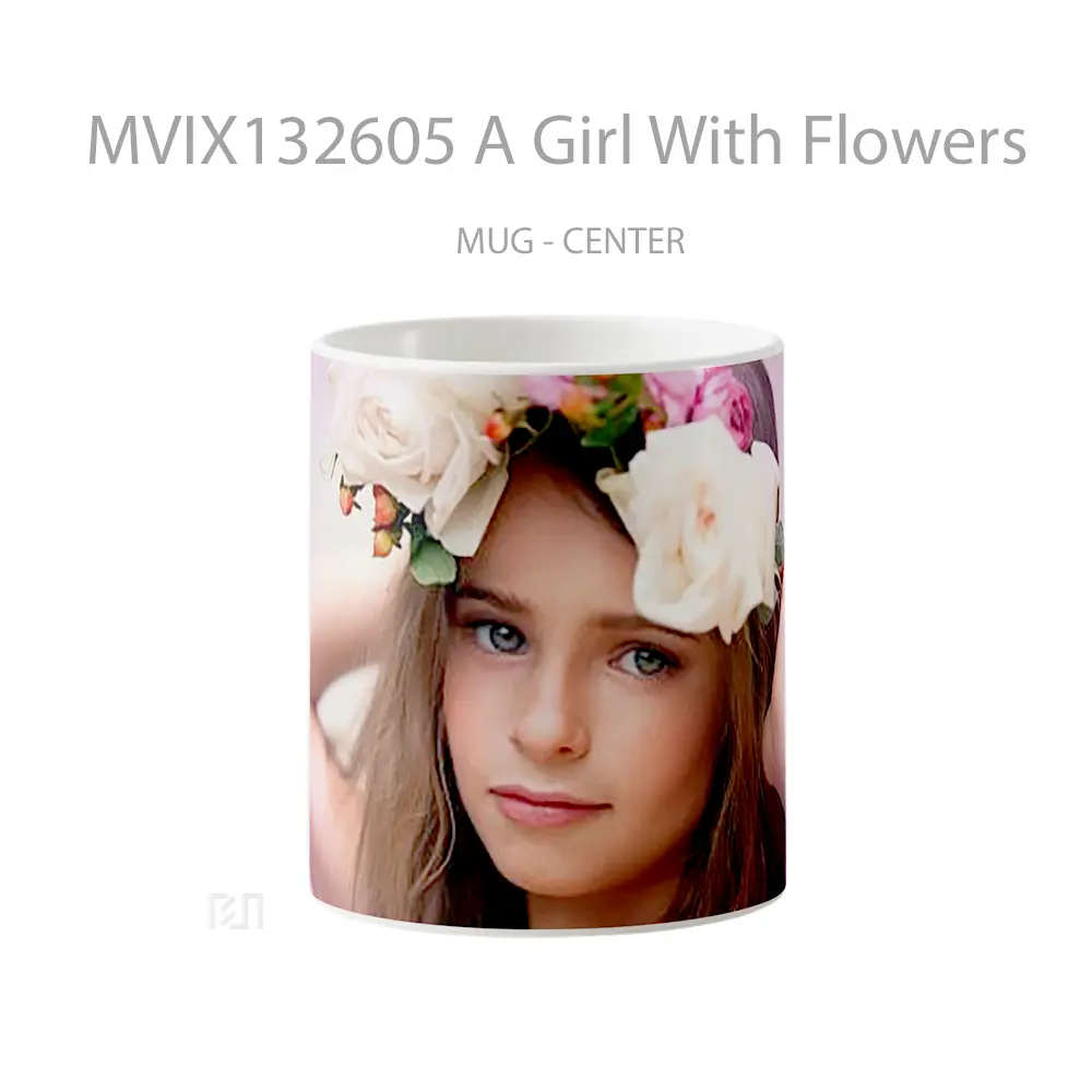 Mug A Girl With Flowers Gelas Pemandangan Alam