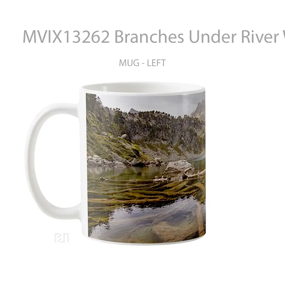 Mug Branches Under River With Mountain In The Background Gelas Pemandangan Alam - All-side / Desain