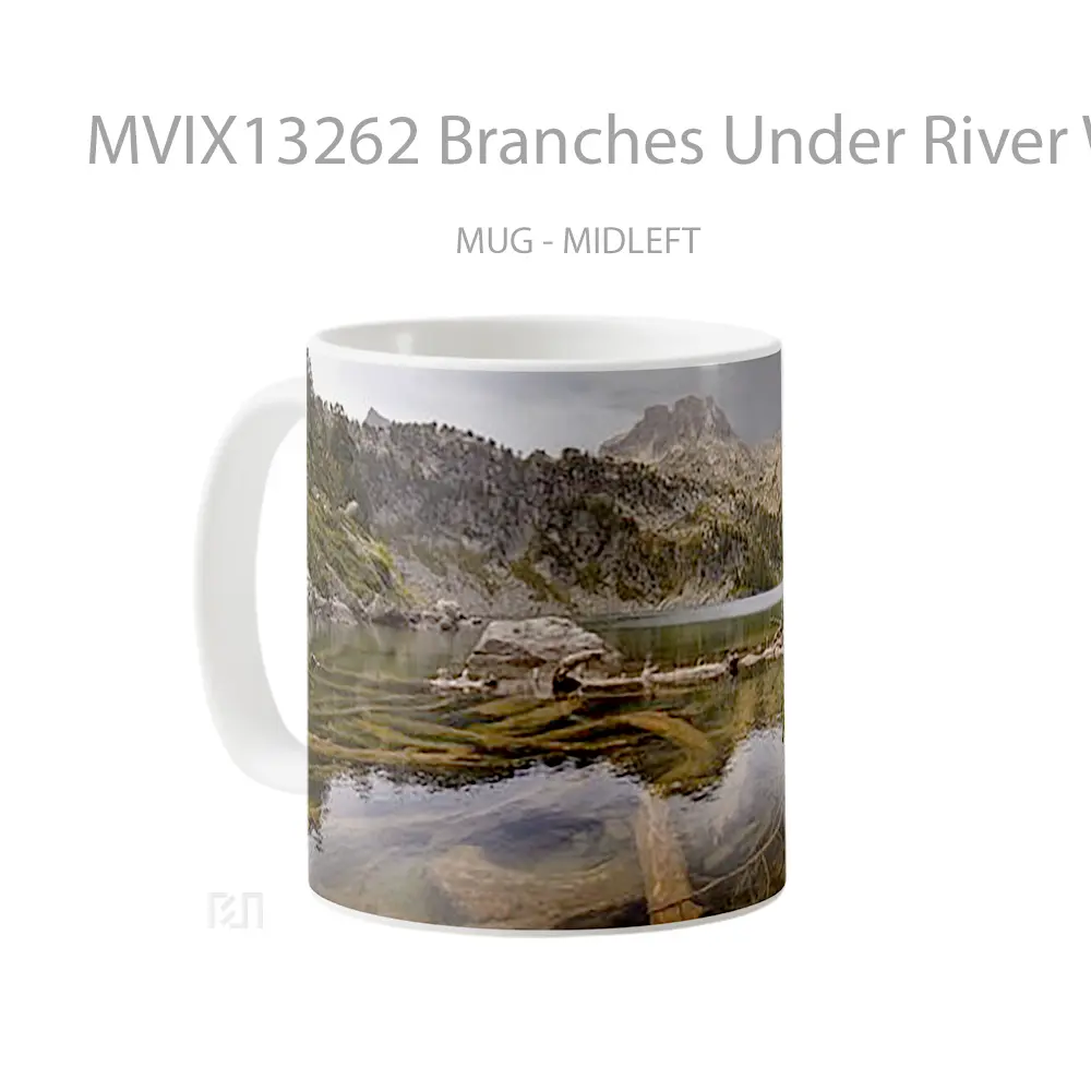 Mug Branches Under River With Mountain In The Background Gelas Pemandangan Alam - All-side / Desain