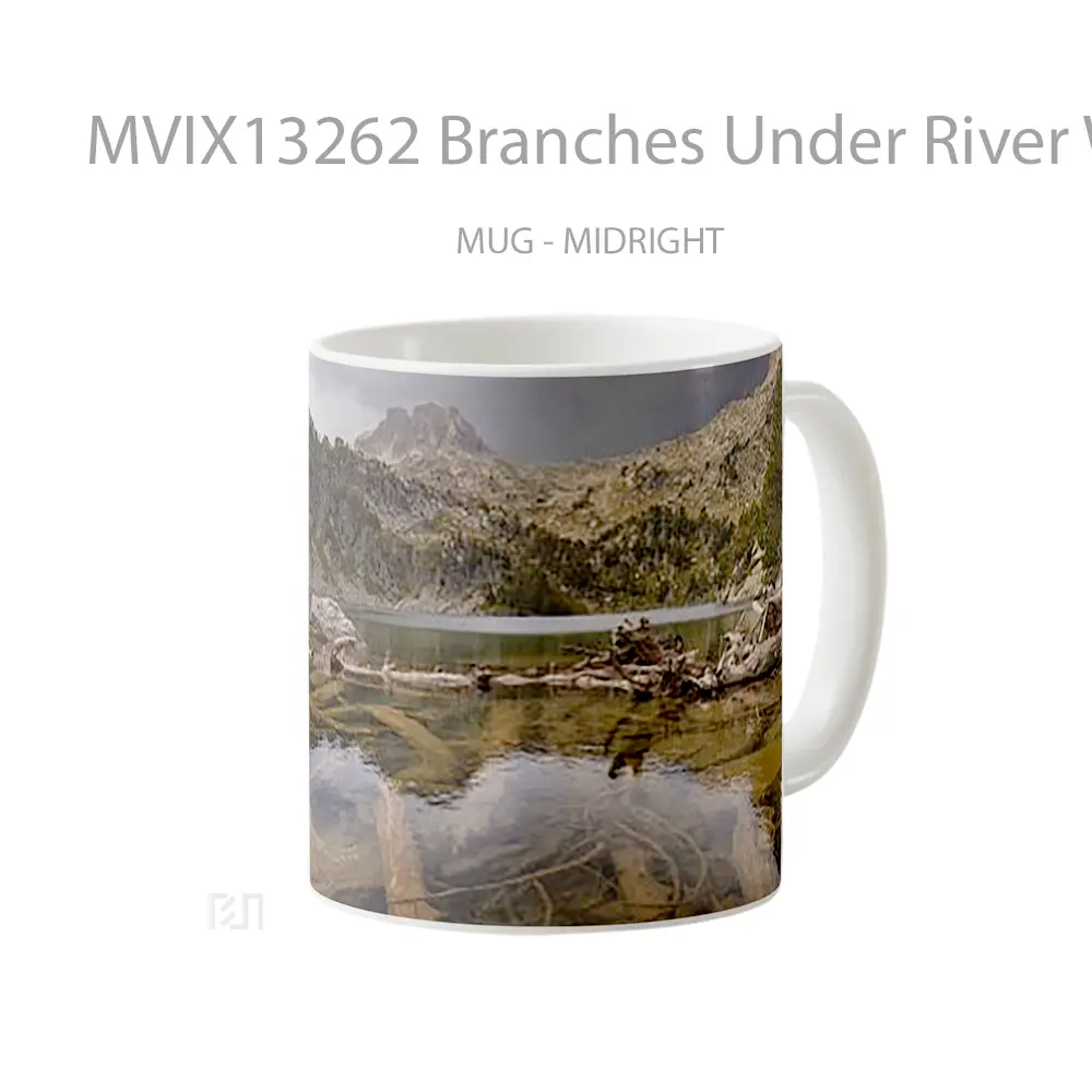 Mug Branches Under River With Mountain In The Background Gelas Pemandangan Alam - All-side / Desain