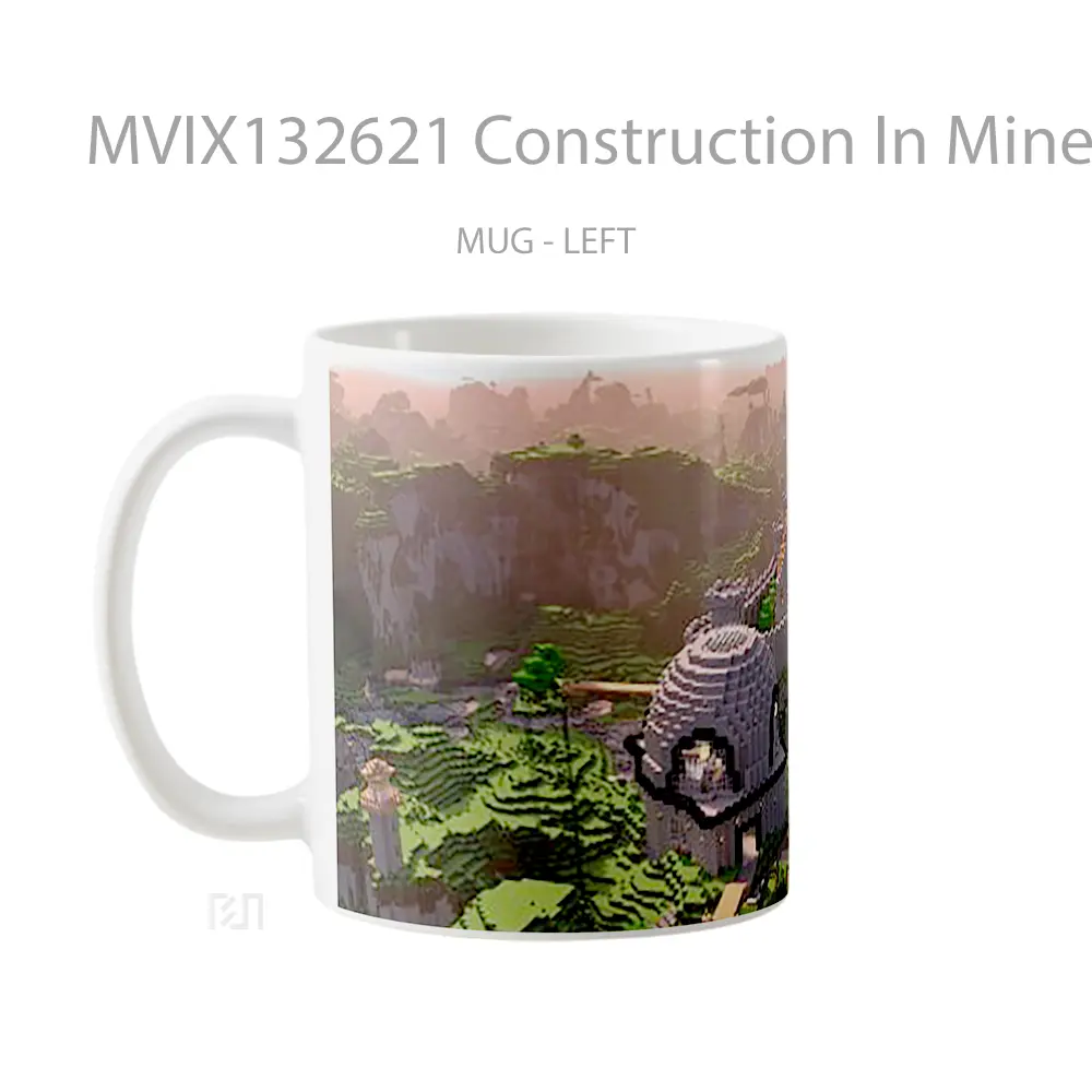 Mug Construction In Minecraft Cangkir Gamer - All-side / Desain