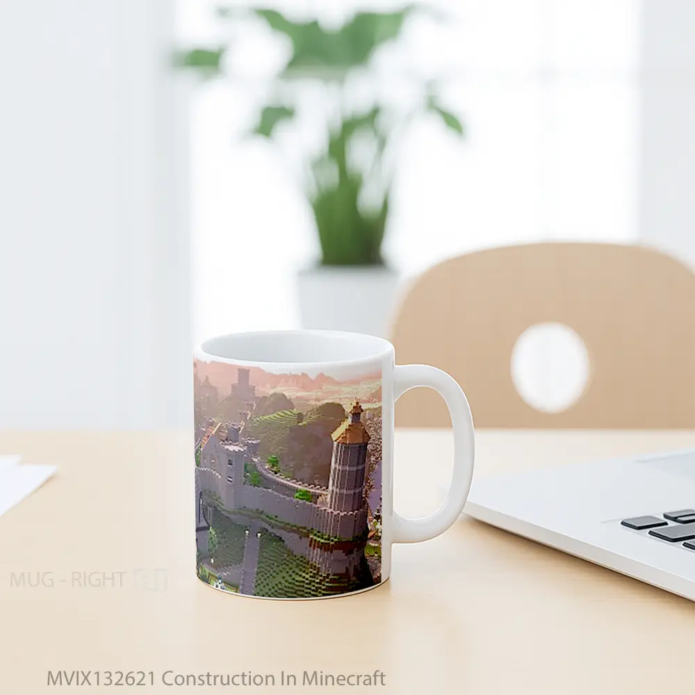 Mug Construction In Minecraft Cangkir Gamer - All-side / Desain