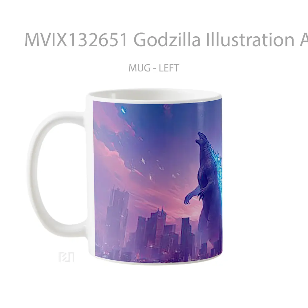 Mug Godzilla Illustration Art Gelas Seni Modern - All-side / Desain