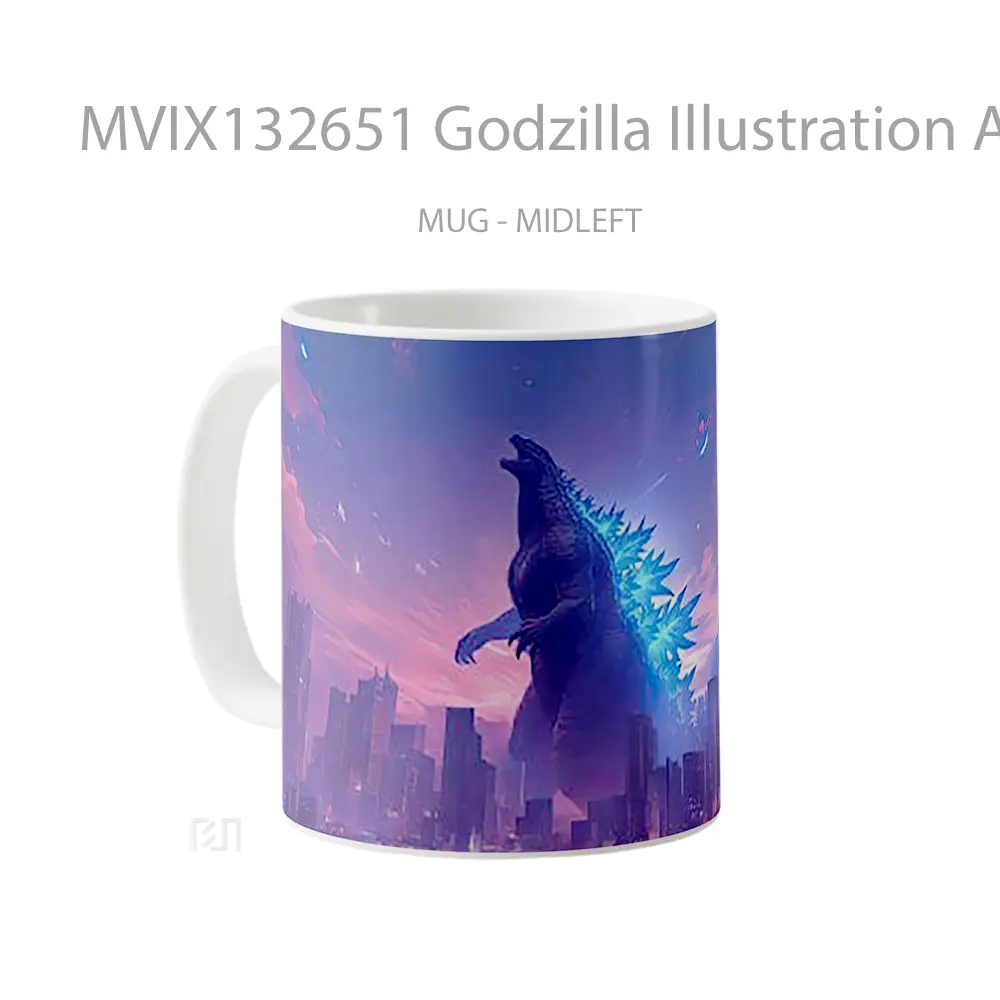 Mug Godzilla Illustration Art Gelas Seni Modern - All-side / Desain