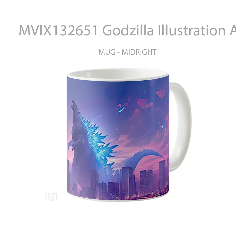 Mug Godzilla Illustration Art Gelas Seni Modern - All-side / Desain