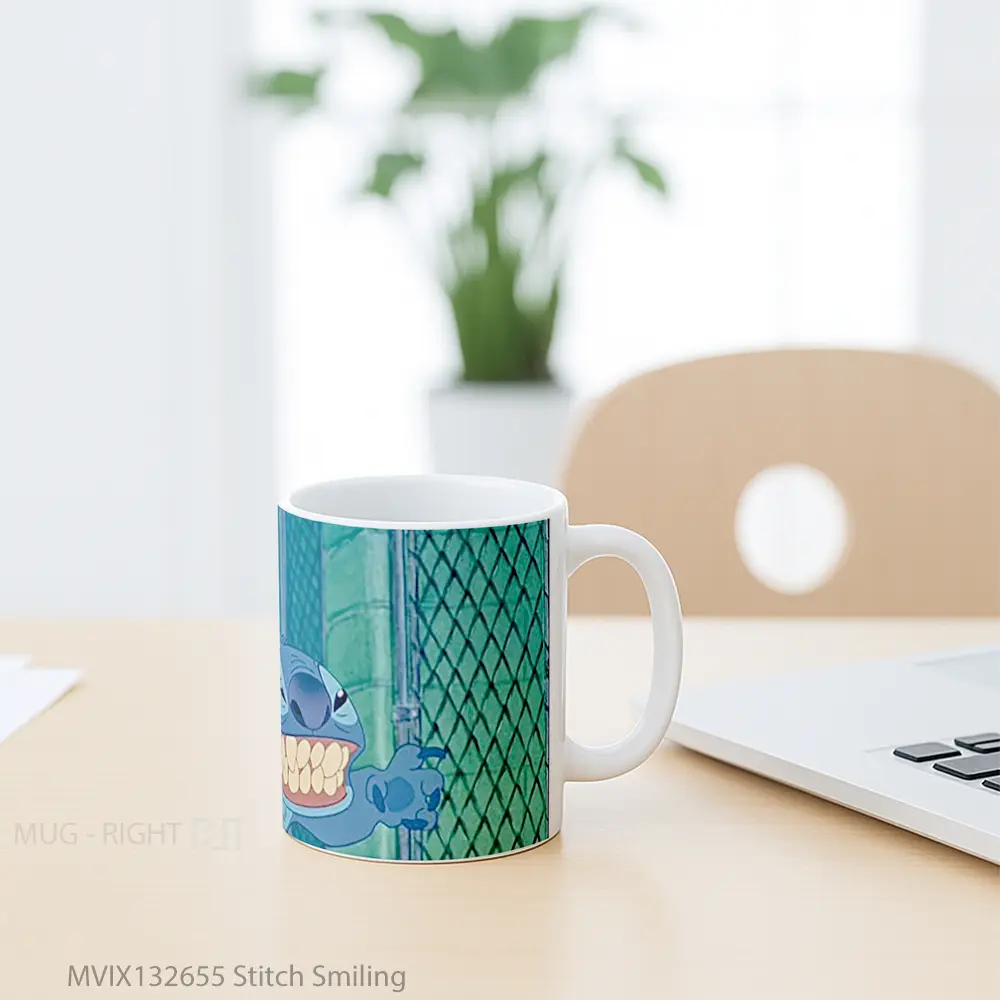 Mug Stitch Smiling Gelas Keramik Unik - All-side / Desain
