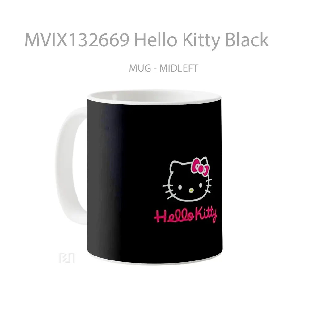 Mug Hello Kitty Black Gelas Keramik Unik - All-side / Desain