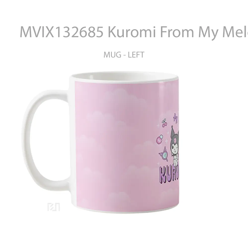 Mug Kuromi From My Melody Hello Kitty Gelas Keramik Unik - All-side / Desain