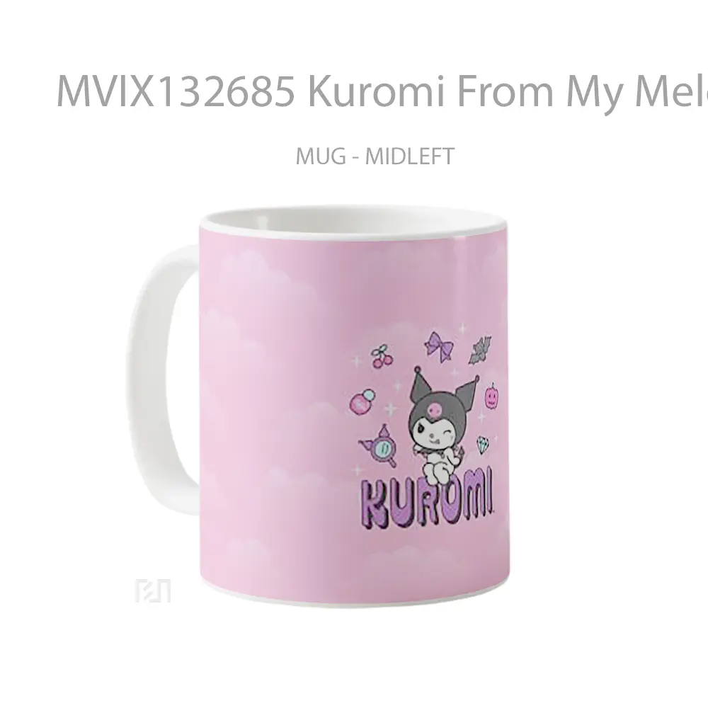 Mug Kuromi From My Melody Hello Kitty Gelas Keramik Unik - All-side / Desain