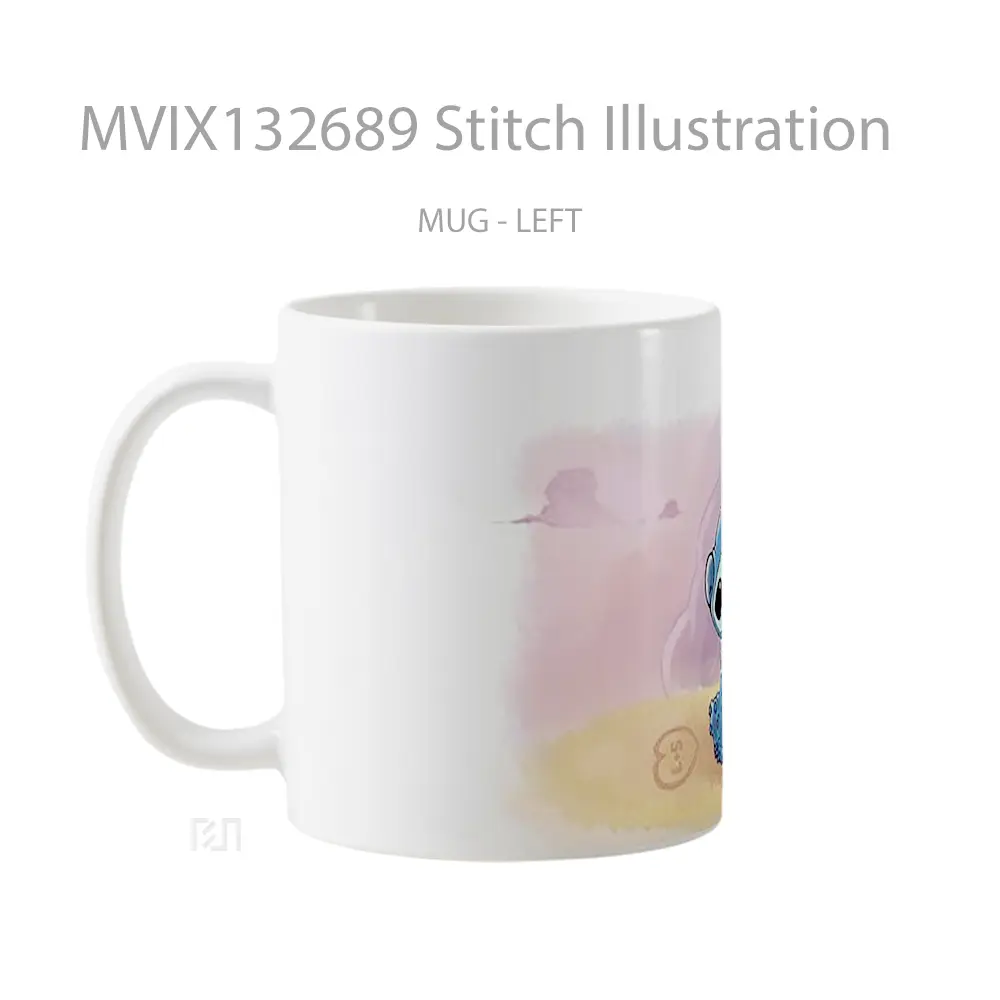 Mug Stitch Illustration Gelas Seni Modern - All-side / Desain