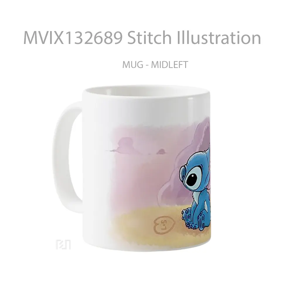 Mug Stitch Illustration Gelas Seni Modern - All-side / Desain