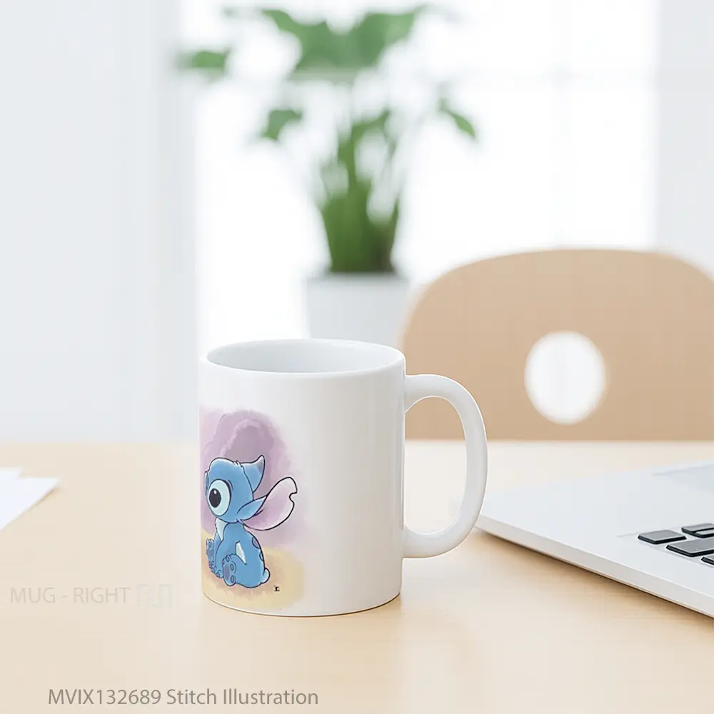 Mug Stitch Illustration Gelas Seni Modern - All-side / Desain
