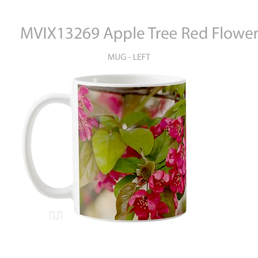 Mug Apple Tree Red Flowers Gelas Pemandangan Alam - All-side / Desain