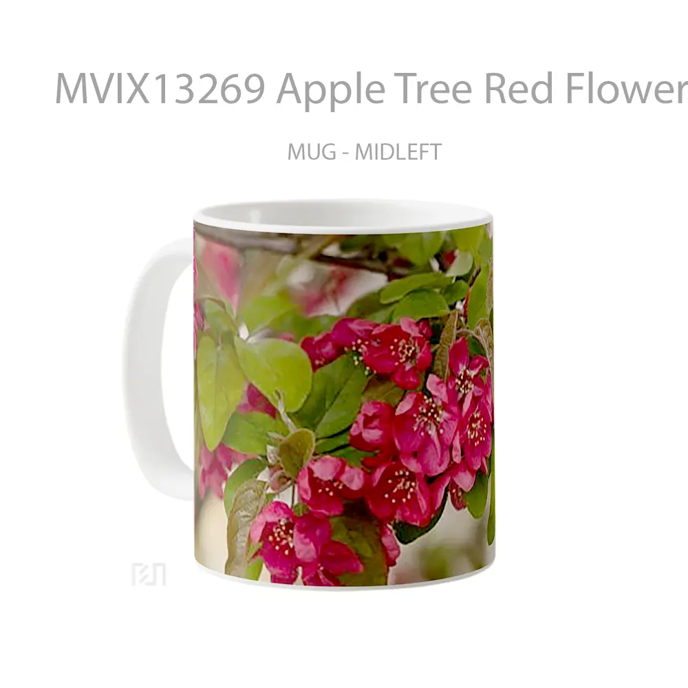 Mug Apple Tree Red Flowers Gelas Pemandangan Alam - All-side / Desain