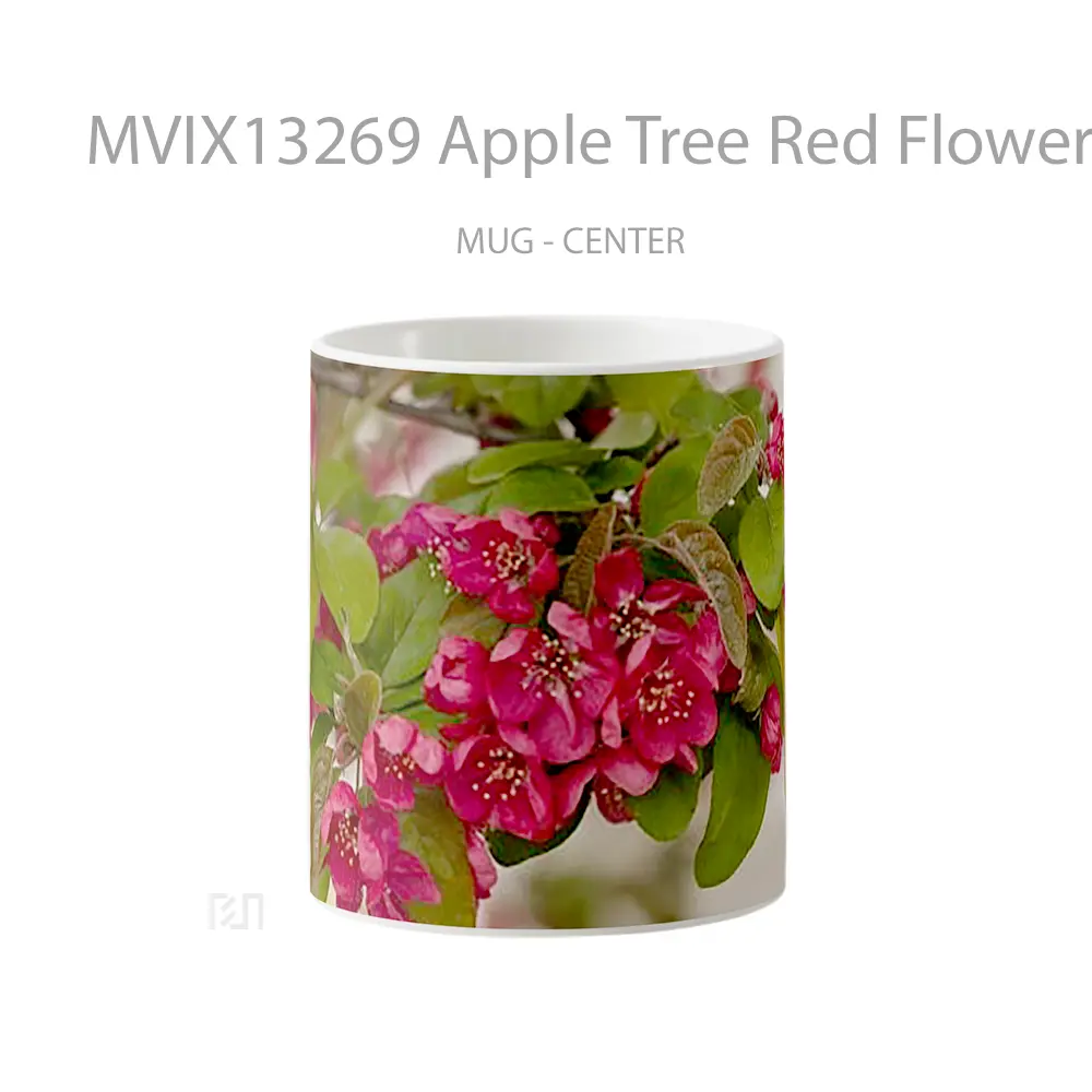 Mug Apple Tree Red Flowers Gelas Pemandangan Alam