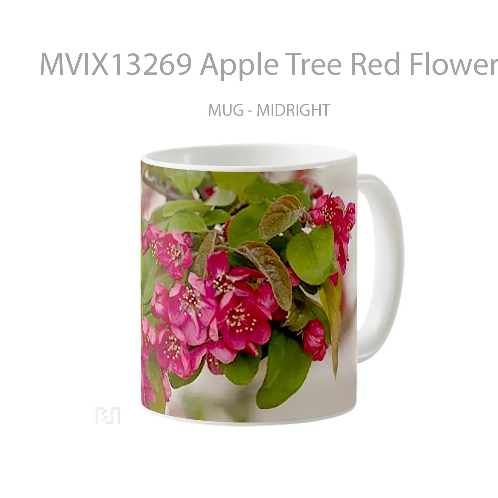 Mug Apple Tree Red Flowers Gelas Pemandangan Alam - All-side / Desain