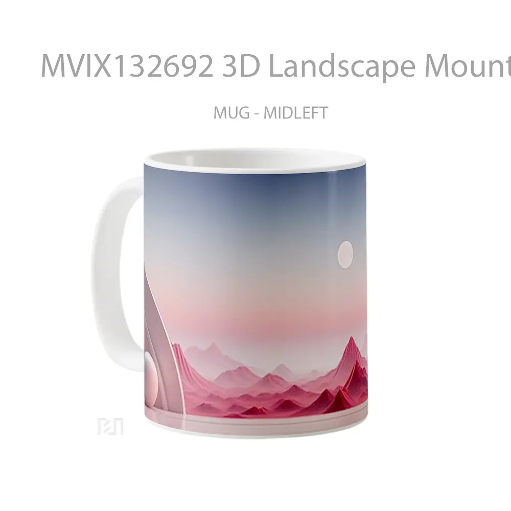 Mug 3D Landscape Mountains Moon Gelas Pemandangan Alam - All-side / Desain