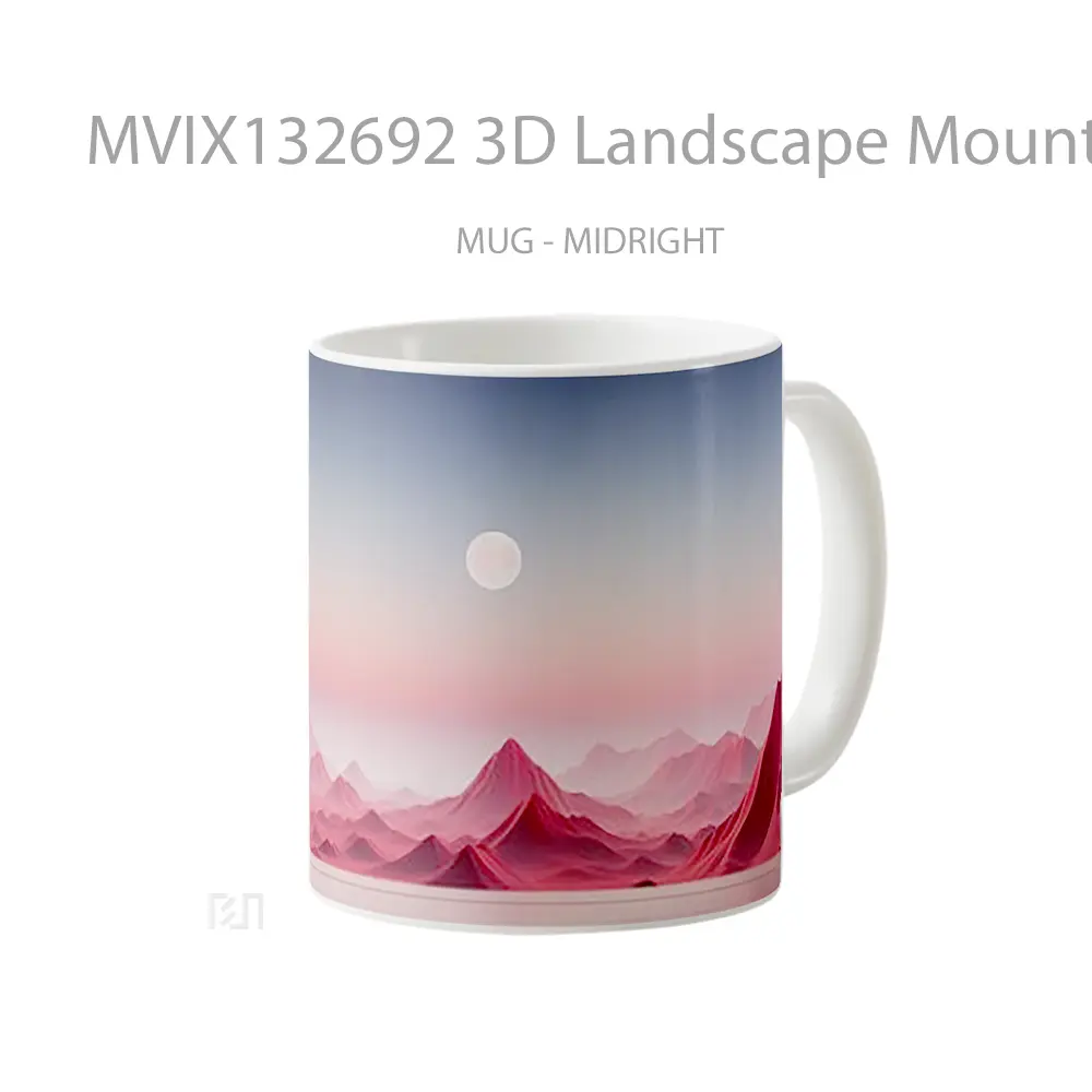Mug 3D Landscape Mountains Moon Gelas Pemandangan Alam - All-side / Desain