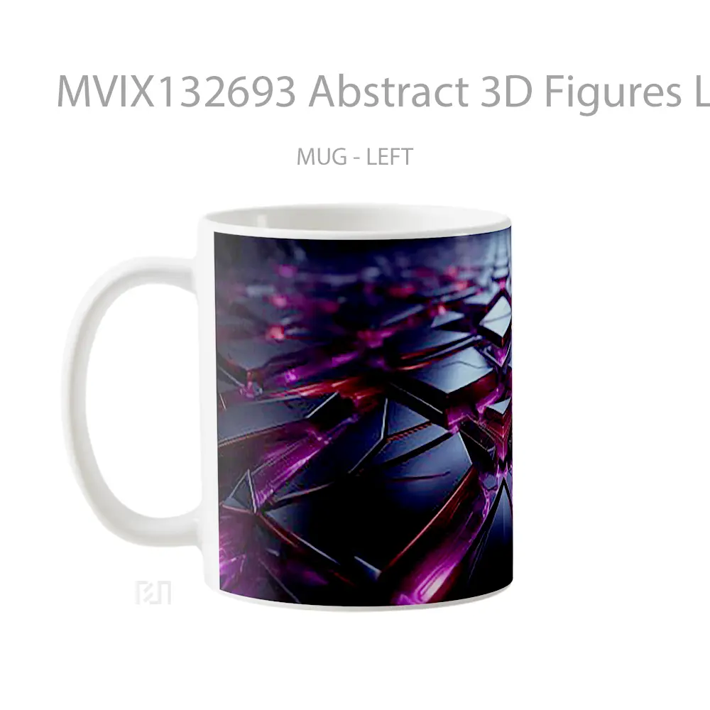 Mug Abstract 3D Figures Lights Gelas Seni Modern - All-side / Desain