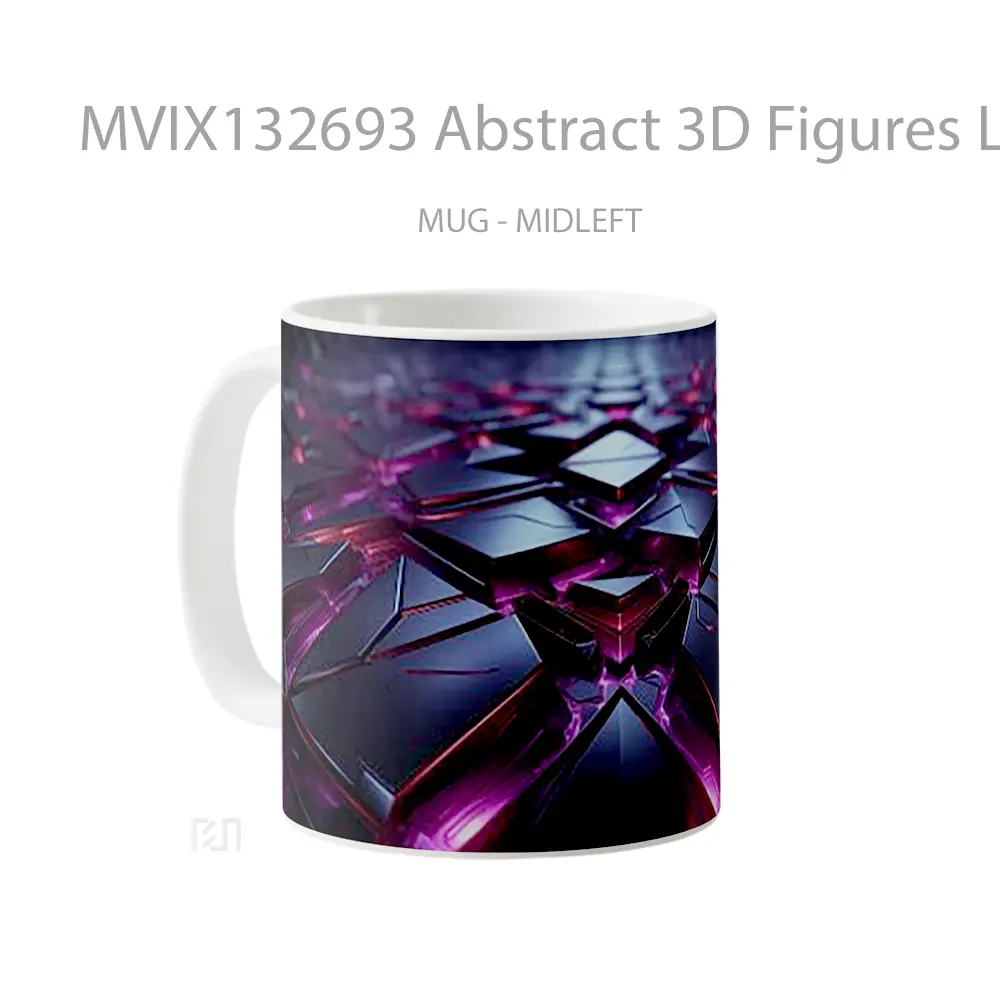 Mug Abstract 3D Figures Lights Gelas Seni Modern - All-side / Desain