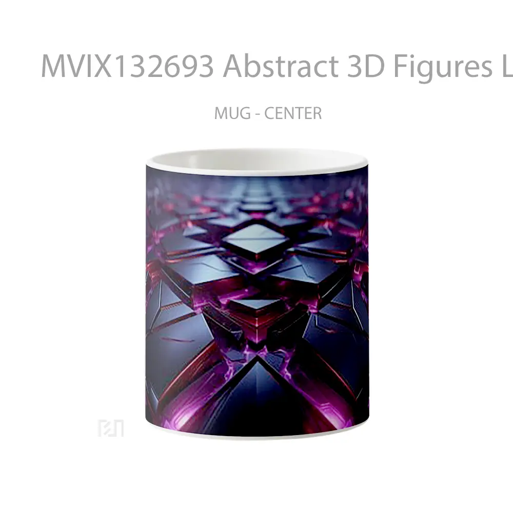 Mug Abstract 3D Figures Lights Gelas Seni Modern