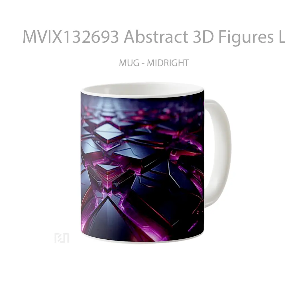 Mug Abstract 3D Figures Lights Gelas Seni Modern - All-side / Desain
