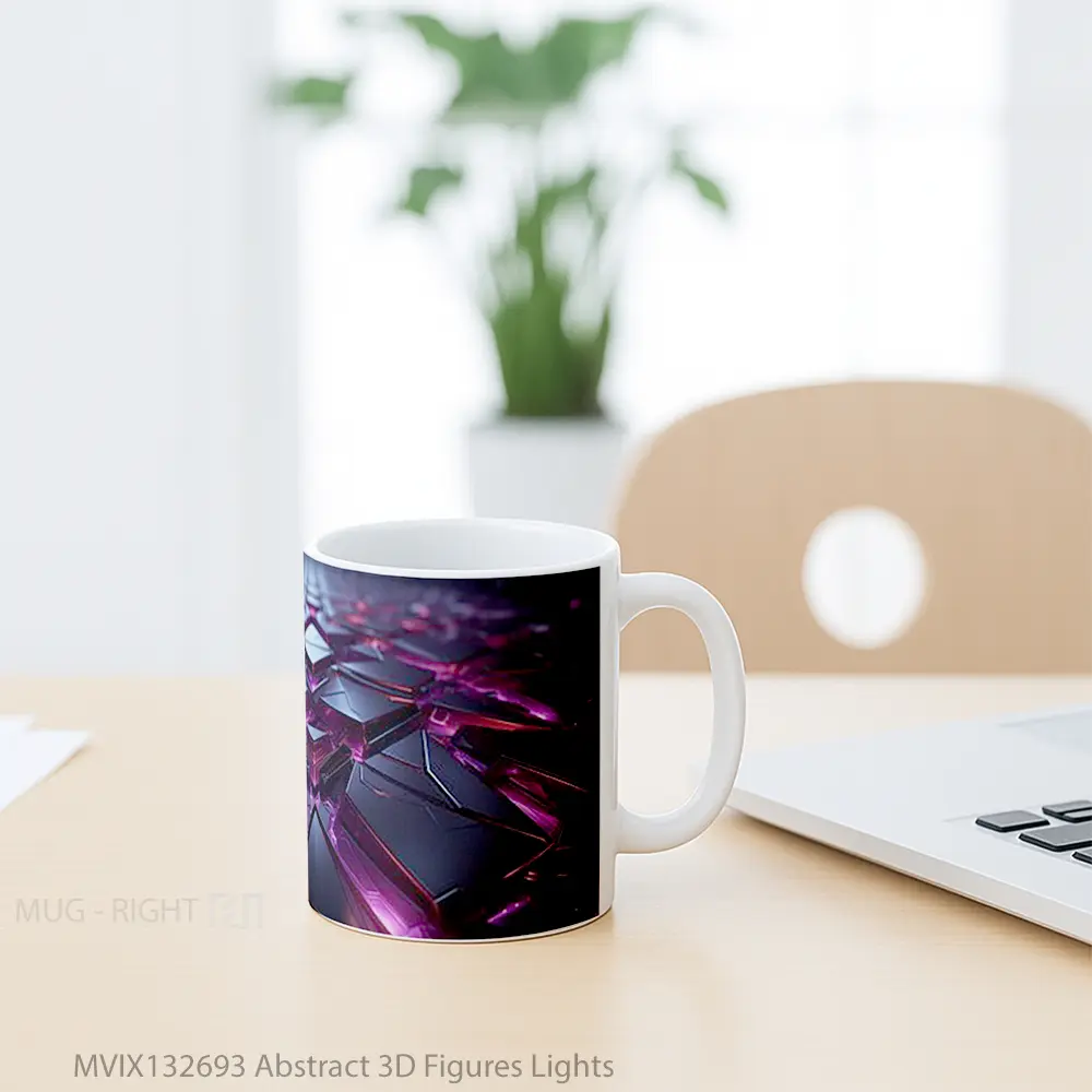 Mug Abstract 3D Figures Lights Gelas Seni Modern - All-side / Desain