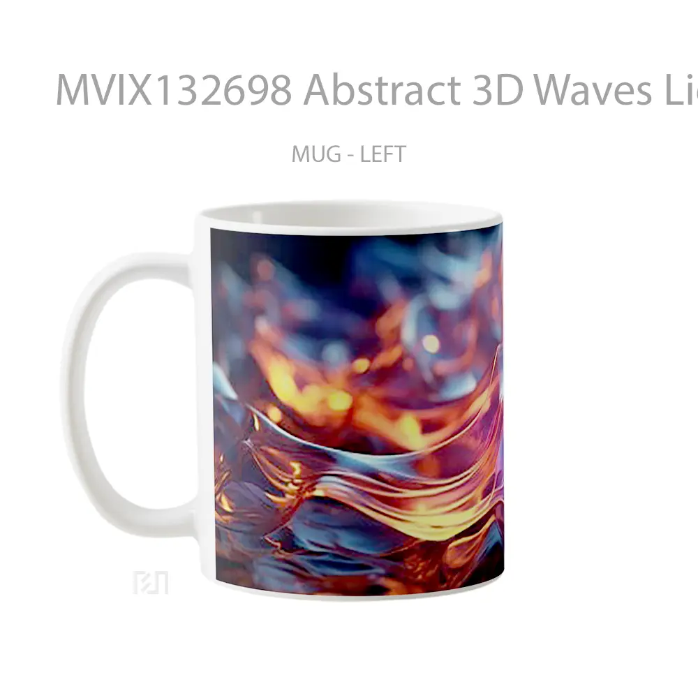 Mug Abstract 3D Waves Lights Gelas Seni Modern - All-side / Desain