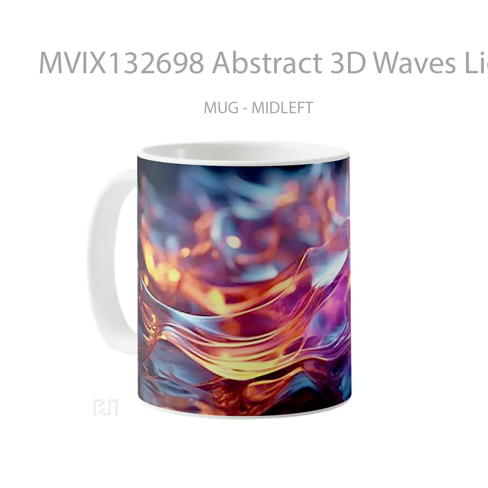 Mug Abstract 3D Waves Lights Gelas Seni Modern - All-side / Desain