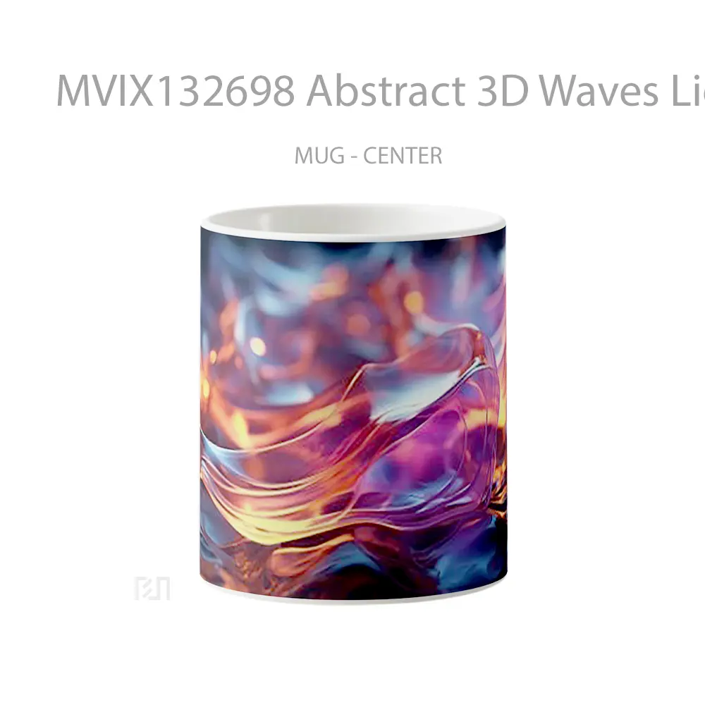 Mug Abstract 3D Waves Lights Gelas Seni Modern