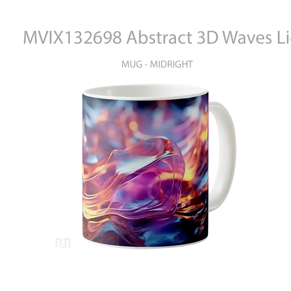Mug Abstract 3D Waves Lights Gelas Seni Modern - All-side / Desain