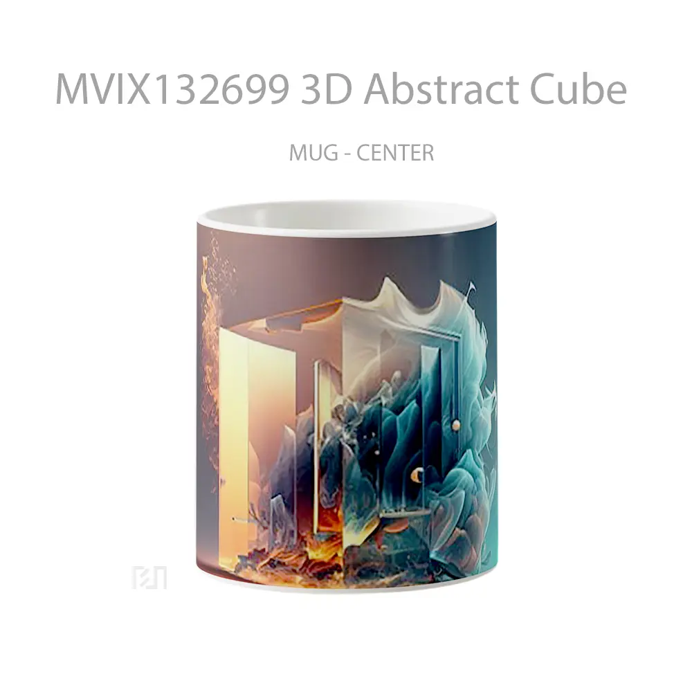 Mug 3D Abstract Cube Gelas Seni Modern