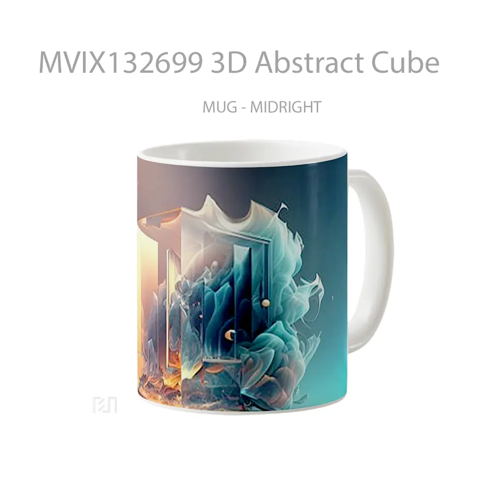 Mug 3D Abstract Cube Gelas Seni Modern - All-side / Desain