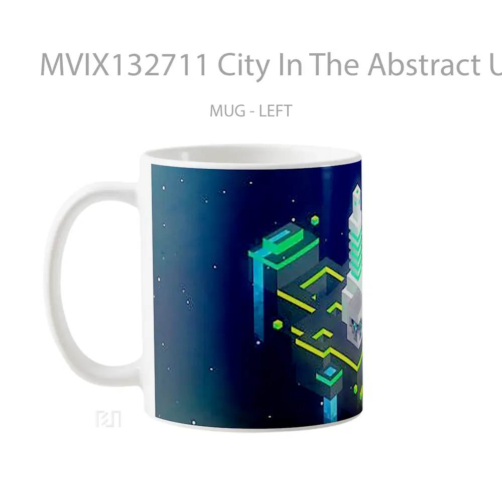 Mug City In The Abstract Universe Gelas Seni Modern - All-side / Desain