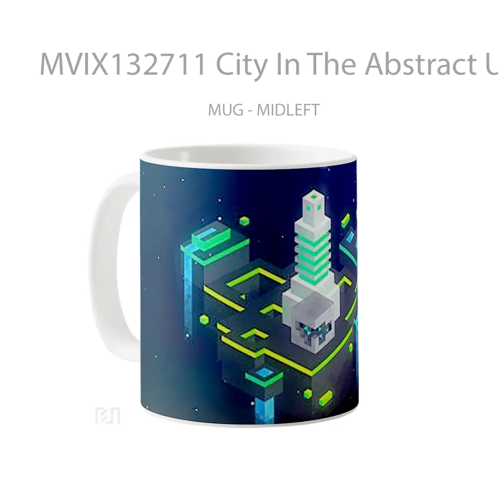 Mug City In The Abstract Universe Gelas Seni Modern - All-side / Desain