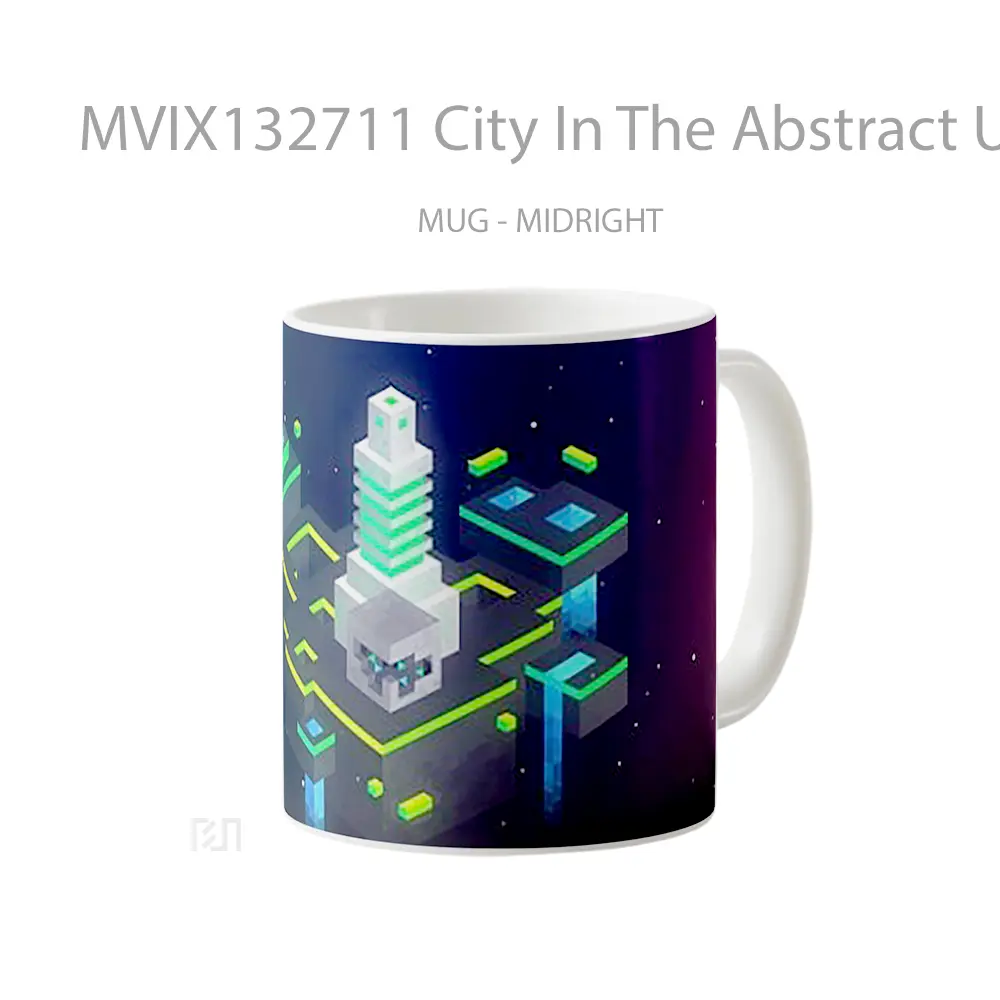 Mug City In The Abstract Universe Gelas Seni Modern - All-side / Desain