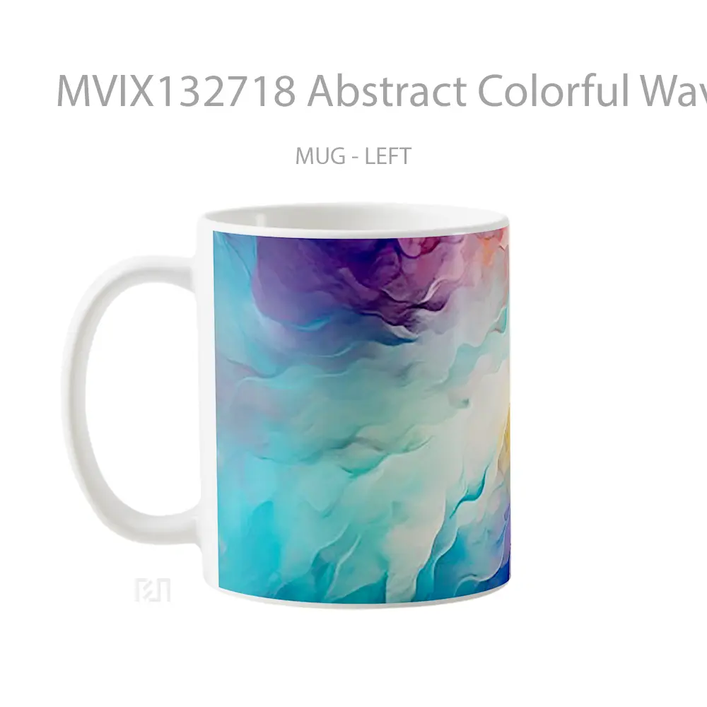 Mug Abstract Colorful Waves Painting Gelas Seni Modern - All-side / Desain